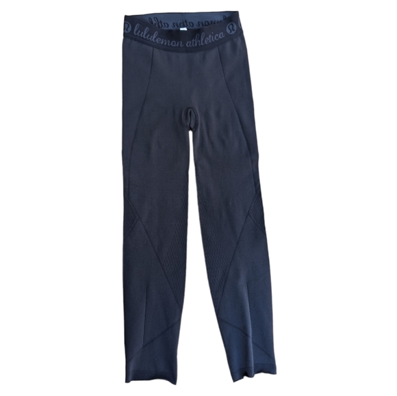 lululemon athletica Pants - Lululemon black leggings logo monogram elastic waist M